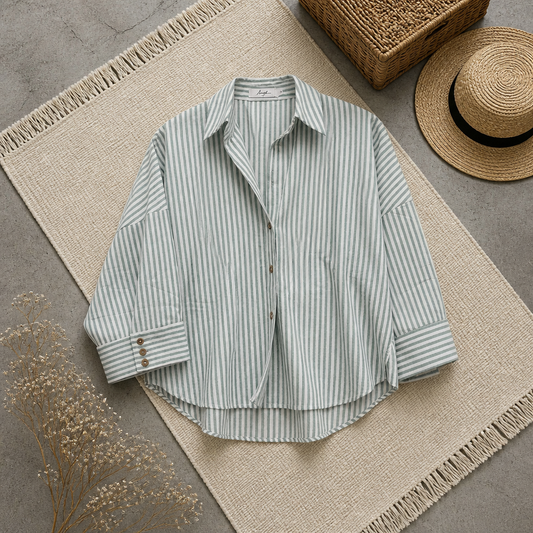 CHEMISE A RAYURE VERT OVERSIZE
