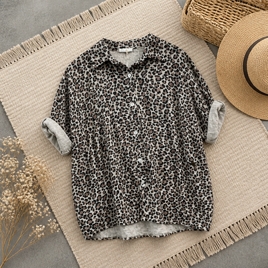 CHEMISE LEOPARD BEIGE