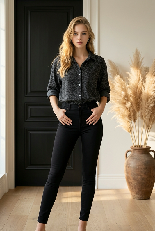 CHEMISE LEOPARD MARRON
