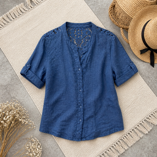 CHEMISE LIN BLEU