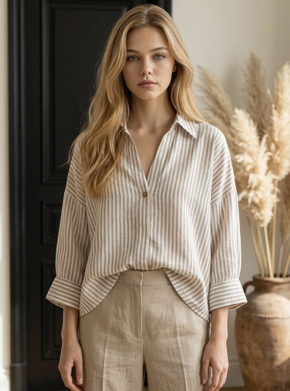 CHEMISE A RAYURE Marron OVER SIZE