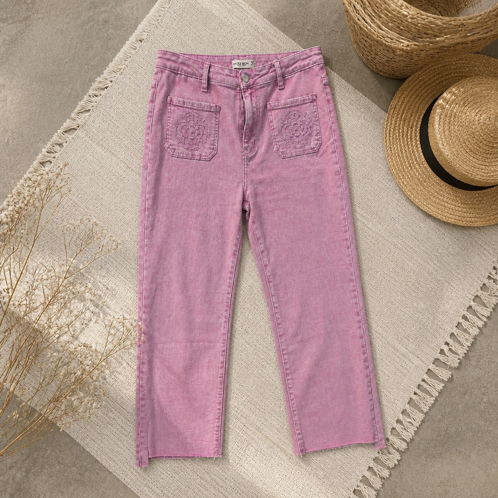 Jeans Coupe Droite MISS BON ROSE