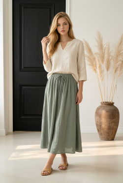 JUPE VOILE KAKI