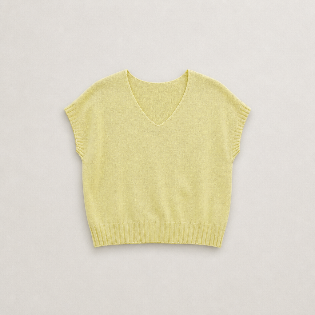 PULL col V SANS MANCHE jaune
