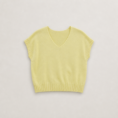 PULL col V SANS MANCHE jaune