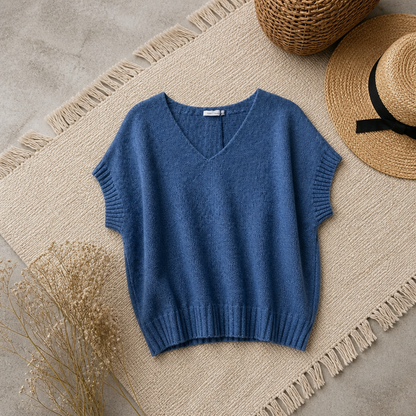 PULL LAURA sans manche BLEU JEANS