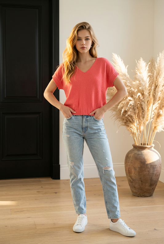 PULL LAURA sans manche CORAIL