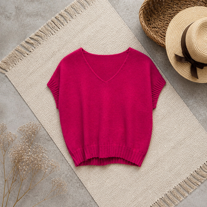 PULL LAURA sans manche FUSHIA