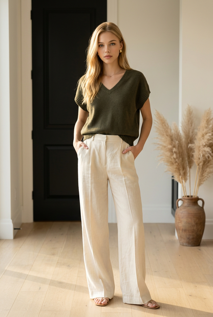 PULL LAURA sans manche KAKI