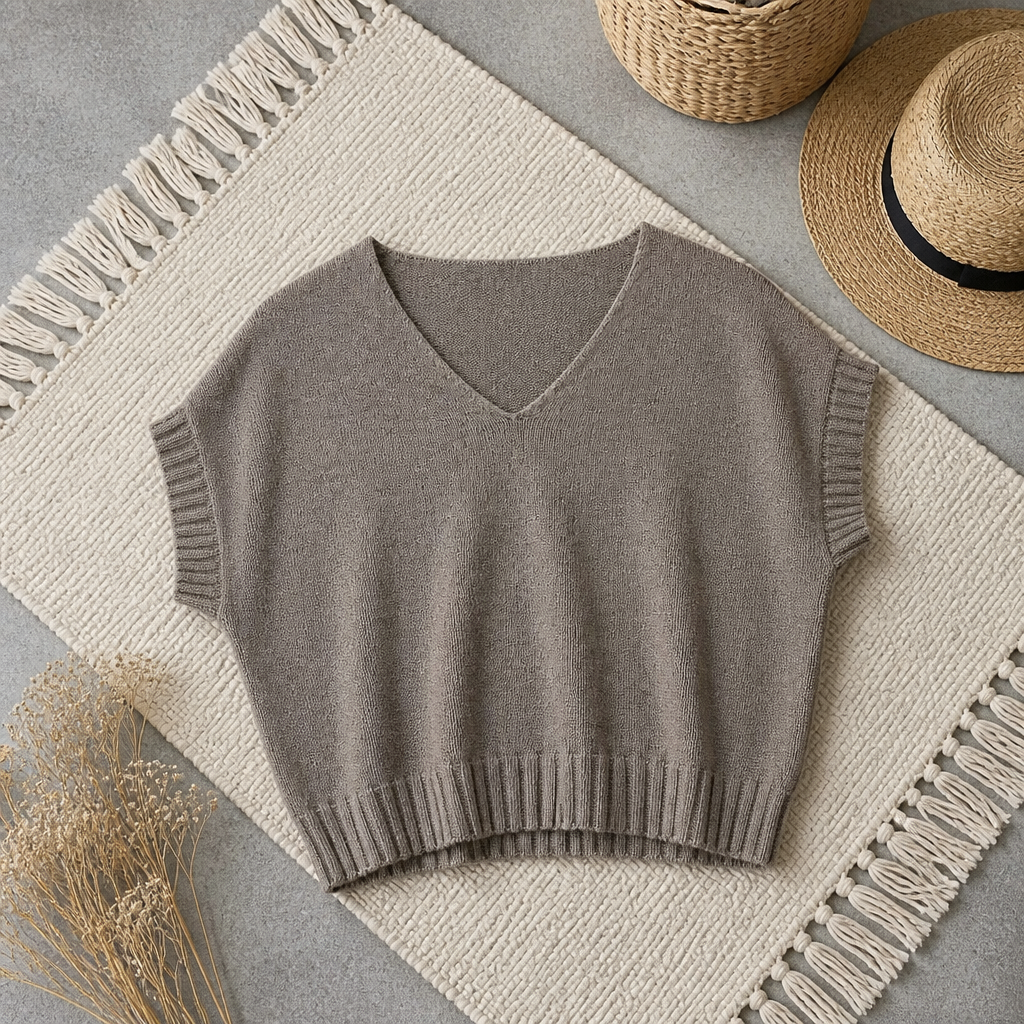 PULL LAURA sans manche TAUPE