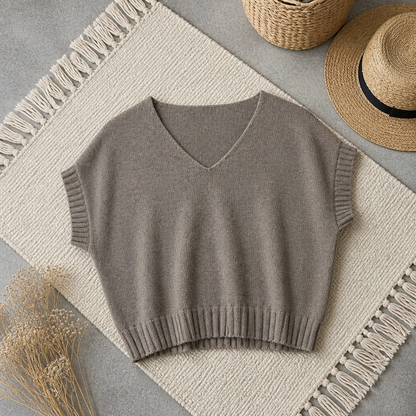 PULL LAURA sans manche TAUPE